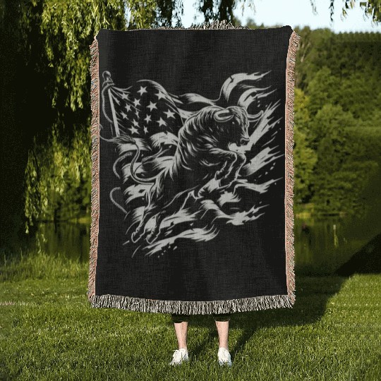 Rodeo Bull Riding Livestock Show Farmer Cattle Woven Blankets