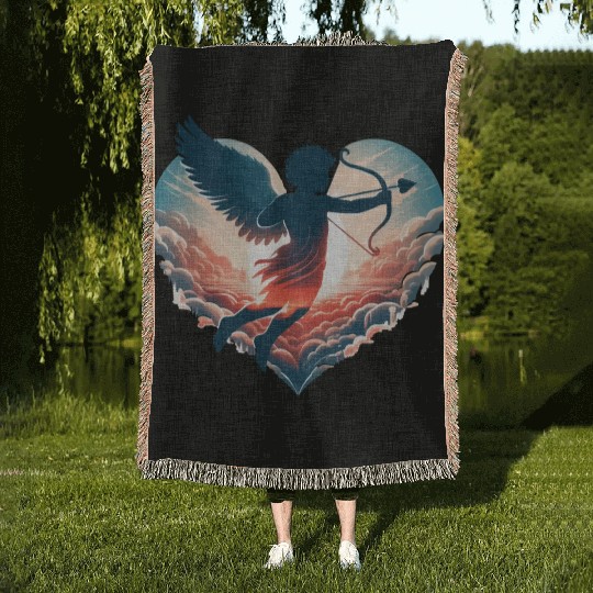 Valentine's Day Cupid shoots straight to the heart Woven Blankets