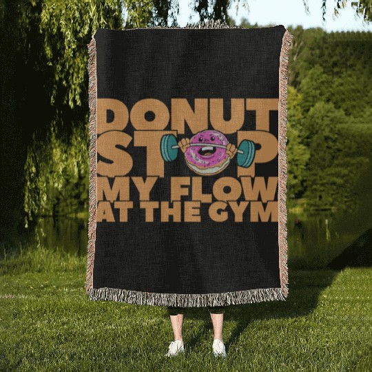Fitness Donut Funny Donut Gym Woven Blankets