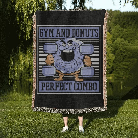 Fitness Donut Funny Donut Gym Woven Blankets