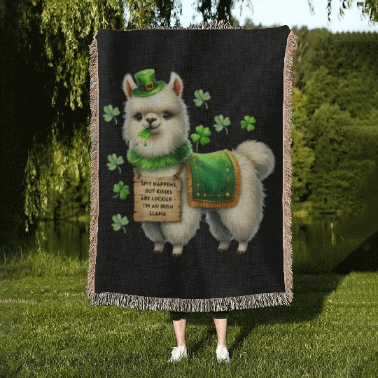 Irish LLAMA lucky charm Woven Blankets