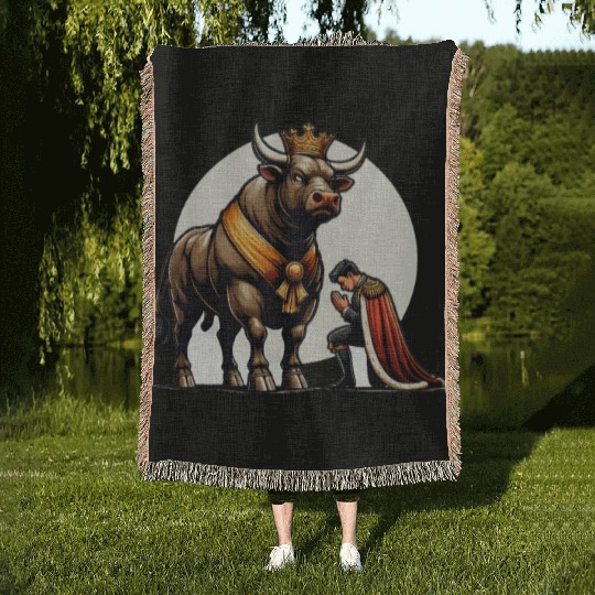 Rodeo Bull Riding Livestock Show Farmer Cattle Woven Blankets