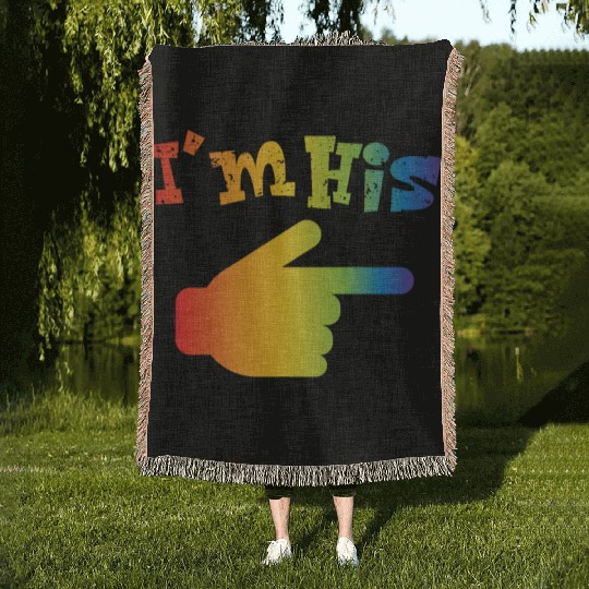 I m His LGBT Pride Couple Matching Gay Lesbian Men Woven Blankets