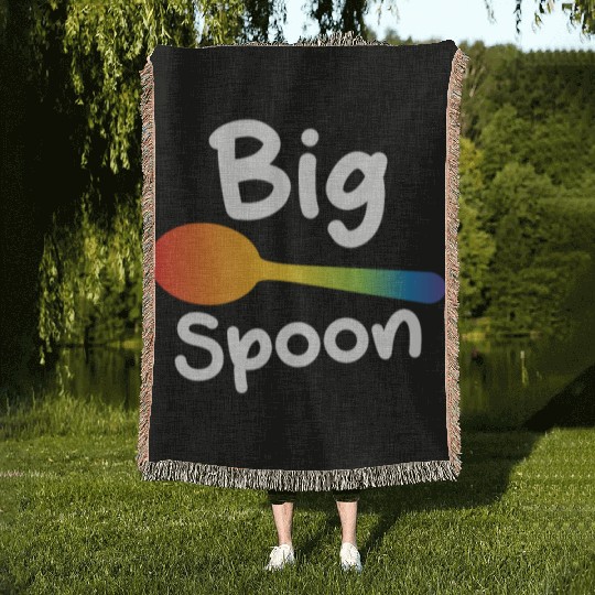 Big Spoon LGBT Pride Gay Lesbian Couple Matching Woven Blankets