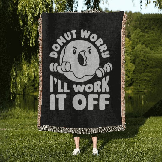 Fitness Donut Funny Donut Gym Woven Blankets