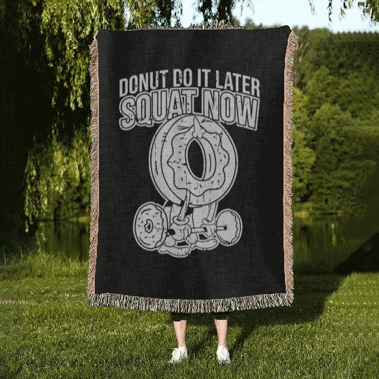 Fitness Donut Funny Donut Gym Woven Blankets