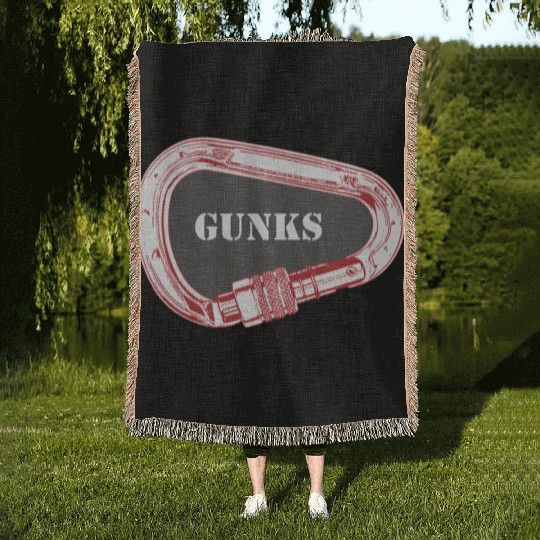 Gunks Rock Climbing Carabiner Woven Blankets