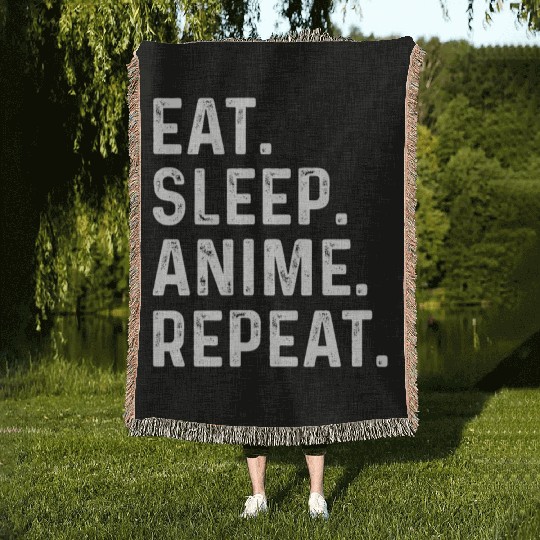Eat Sleep Anime Repeat Gift for Manga Fans Woven Blankets