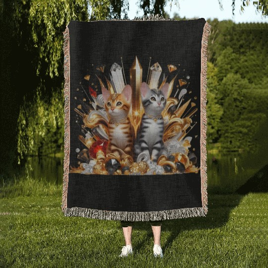 Bengal Kittens Beautiful Asian Cat Woven Blankets