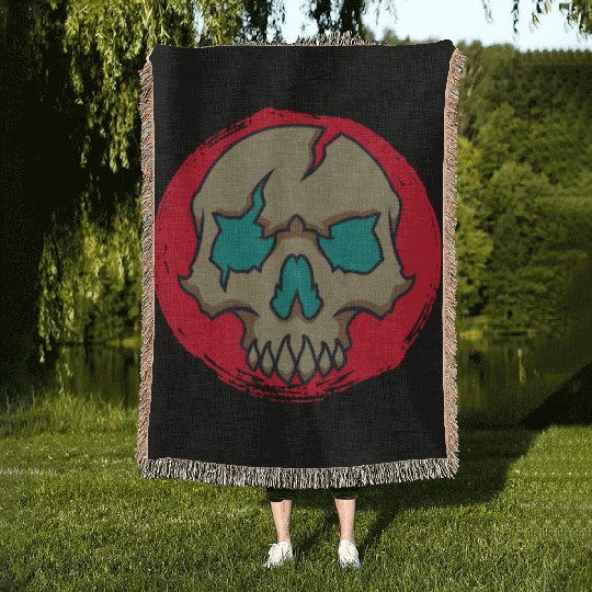 Animal crossing skull Woven Blankets