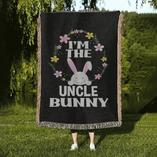 I Am Uncle Easter Bunny Flower Wreath Easter Woven Blankets