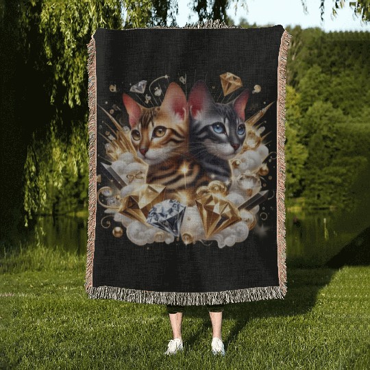 Fabulous Bengal Kittens Woven Blankets