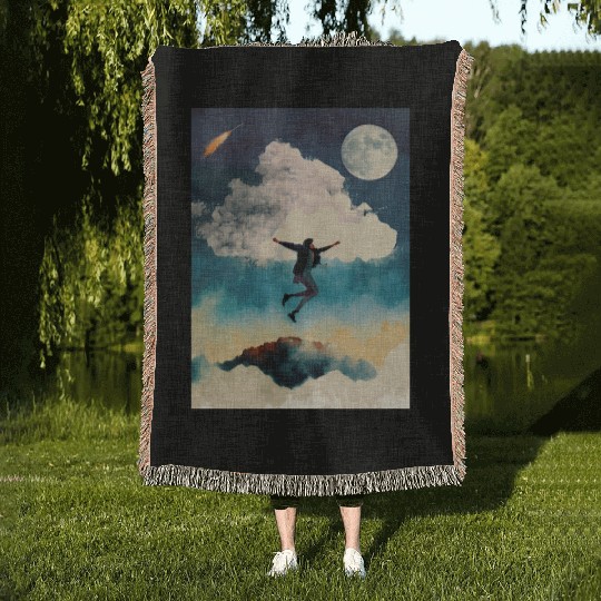 Portrait of Moonlight Dancing Among the Stars Woven Blankets