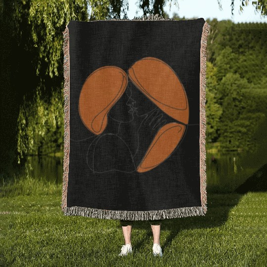 Elegant Lesbian Couple Kissing Line Drawing Woven Blankets