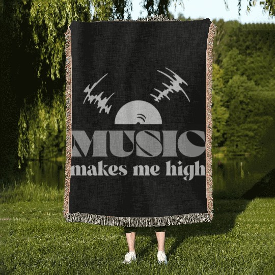 Music makes me high Vinyl Woven Blankets