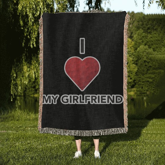 I heart my girlfriend 1 Woven Blankets
