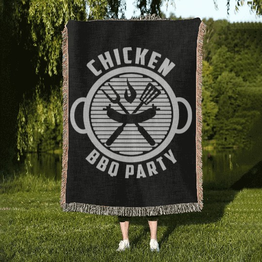 Chicken BBQ Party - BBQ Barbeque Woven Blankets