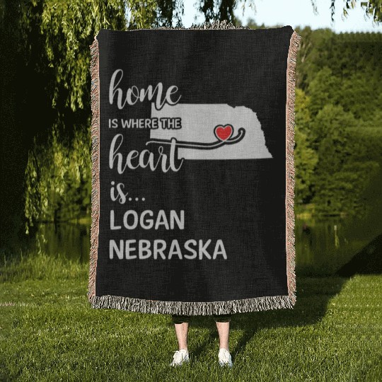 Logan County Nebraska Is Where My Heart Is Gift Woven Blankets