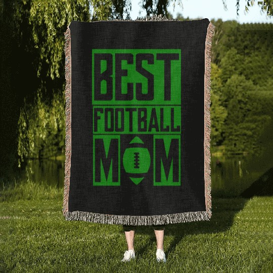 Green Ball Best Football Mom Passion Is Gift Cool Woven Blankets