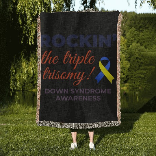 Down Syndrome Awareness Triple Trisomy Rock Woven Blankets