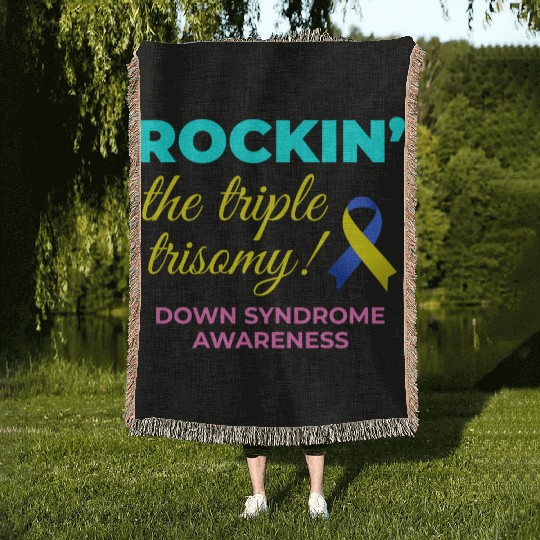 Down Syndrome Awareness Triple Trisomy Rock Woven Blankets