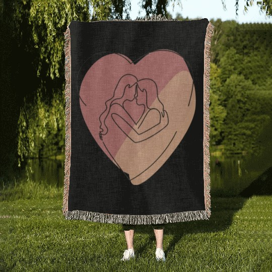 Lesbian Couple in Heart Woven Blankets