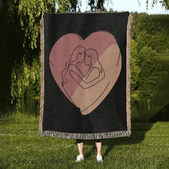Lesbian Couple in Heart Woven Blankets