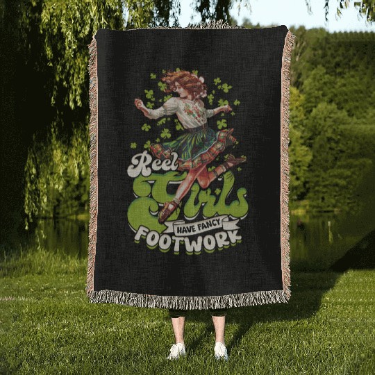 Irish Dance Reel Girls Have Fancy Footwork Woven Blankets