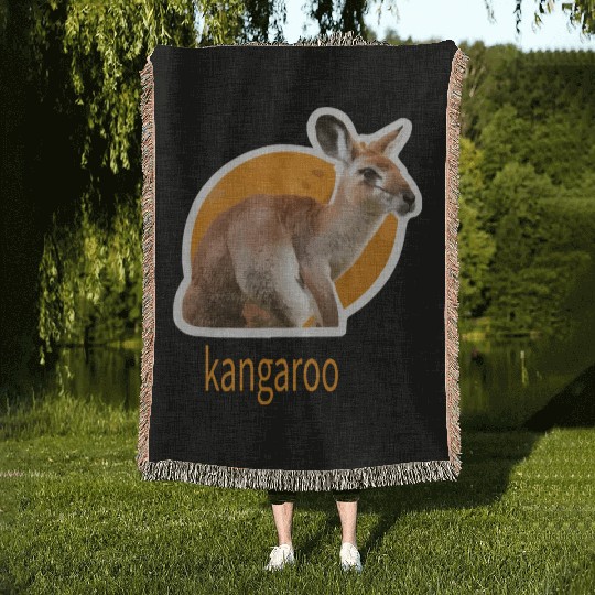 kangaroo animal design Woven Blankets