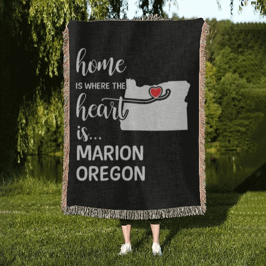 Marion County Oregon Is Where My Heart Is Gift Woven Blankets