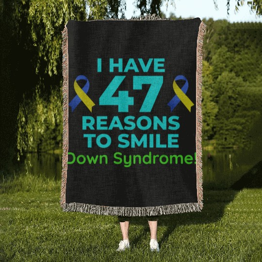 Down Syndrome Awareness 47 Reasons to Smile Woven Blankets