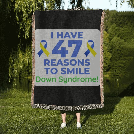 Down Syndrome Awareness 47 Reasons to Smile Woven Blankets