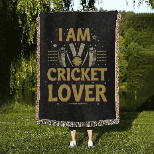 i am cricket lover Woven Blankets