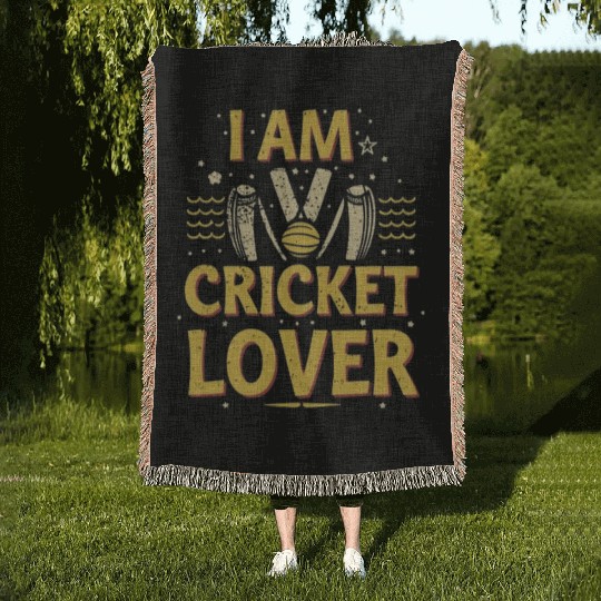 i am cricket lover Woven Blankets