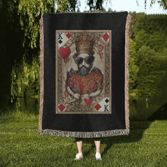Mens King of Hearts Woven Blankets Cool Woven Blankets for Guys