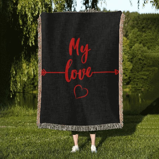 My Love (Red Arrow to Left) Woven Blankets