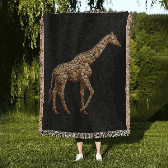 Serene Giraffe - Pebble Art Woven Blankets