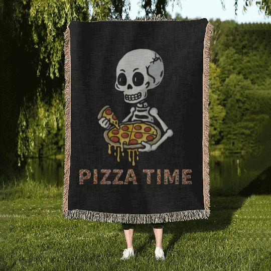 Cheesy Laughs: Pizza Apparel Woven Blankets