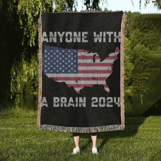 2024 Brain Vote Democracy Anti-Trump Woven Blankets