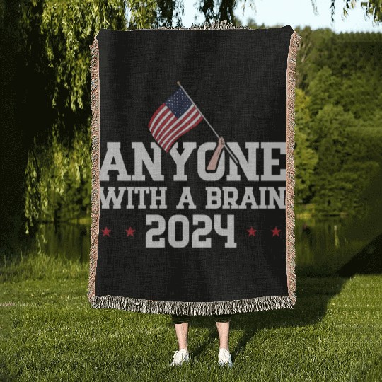 2024 Brain Vote Democracy Anti-Trump Woven Blankets