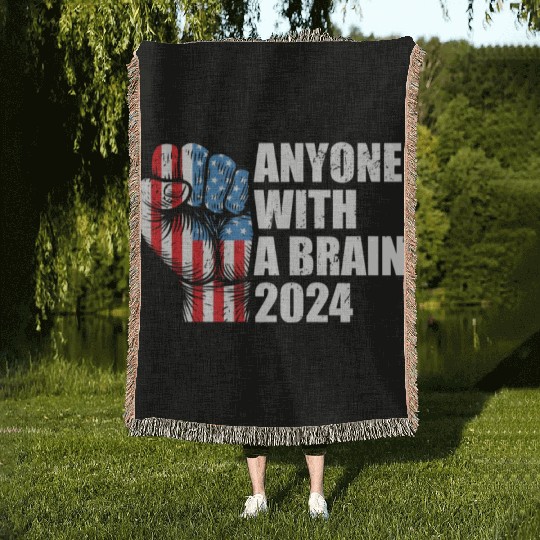 2024 Brain Vote Democracy Anti-Trump Woven Blankets
