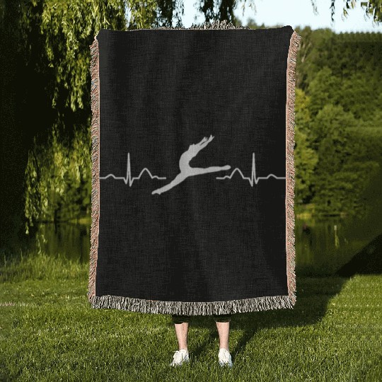 Ballet Dancer Heartbeat EKG Ballerina Woven Blankets