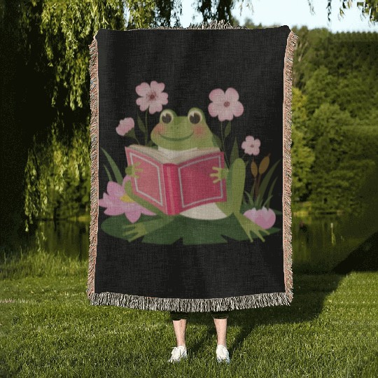 Frog Cottagecore Naturecore Children Woven Blankets