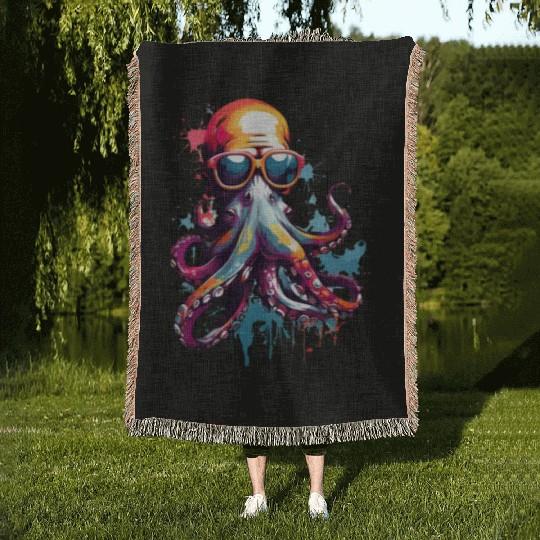 octopus colored unique design Woven Blankets