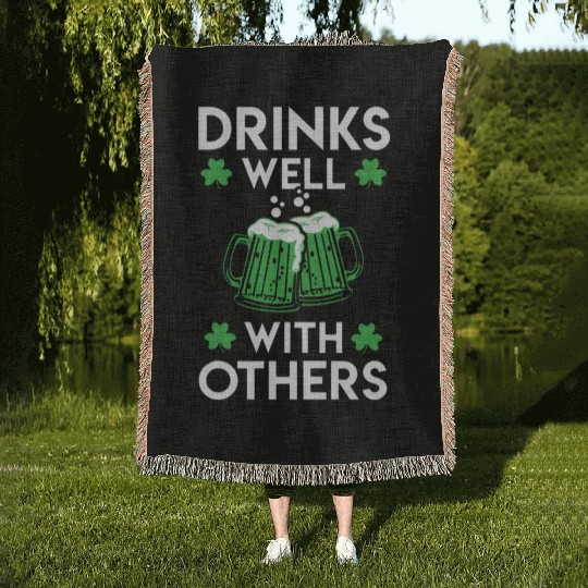 Green Beer St Patrick s Day Woven Blankets