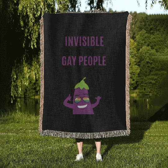 Invisible eggplant Woven Blankets for your gay friend