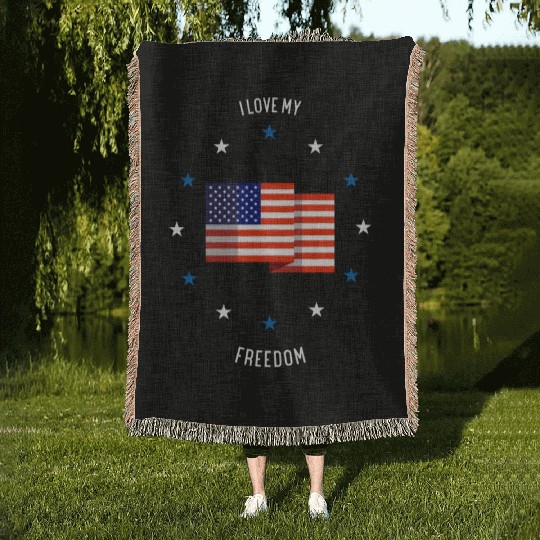 I love my freedom (pd6) Woven Blankets