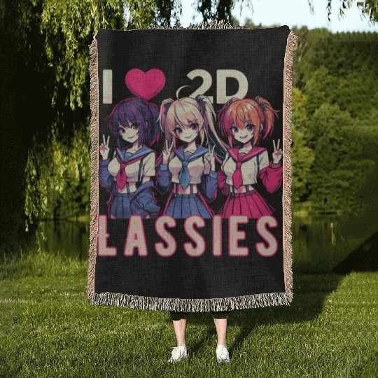 I Love 2D Lassies Anime Manga Waifu Otaku Novel Woven Blankets