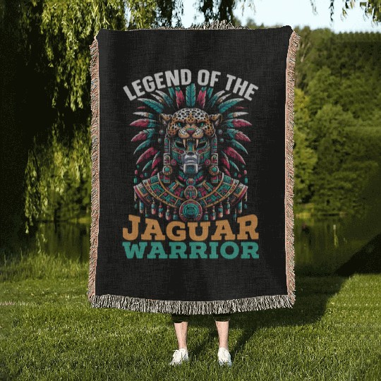 Aztec Jaguar Warrior Aztec Culture Indigenous Woven Blankets