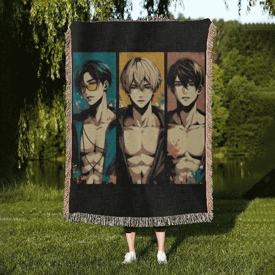 Muscle Gym Sportsman Anime Manga Husbando Otaku Woven Blankets
